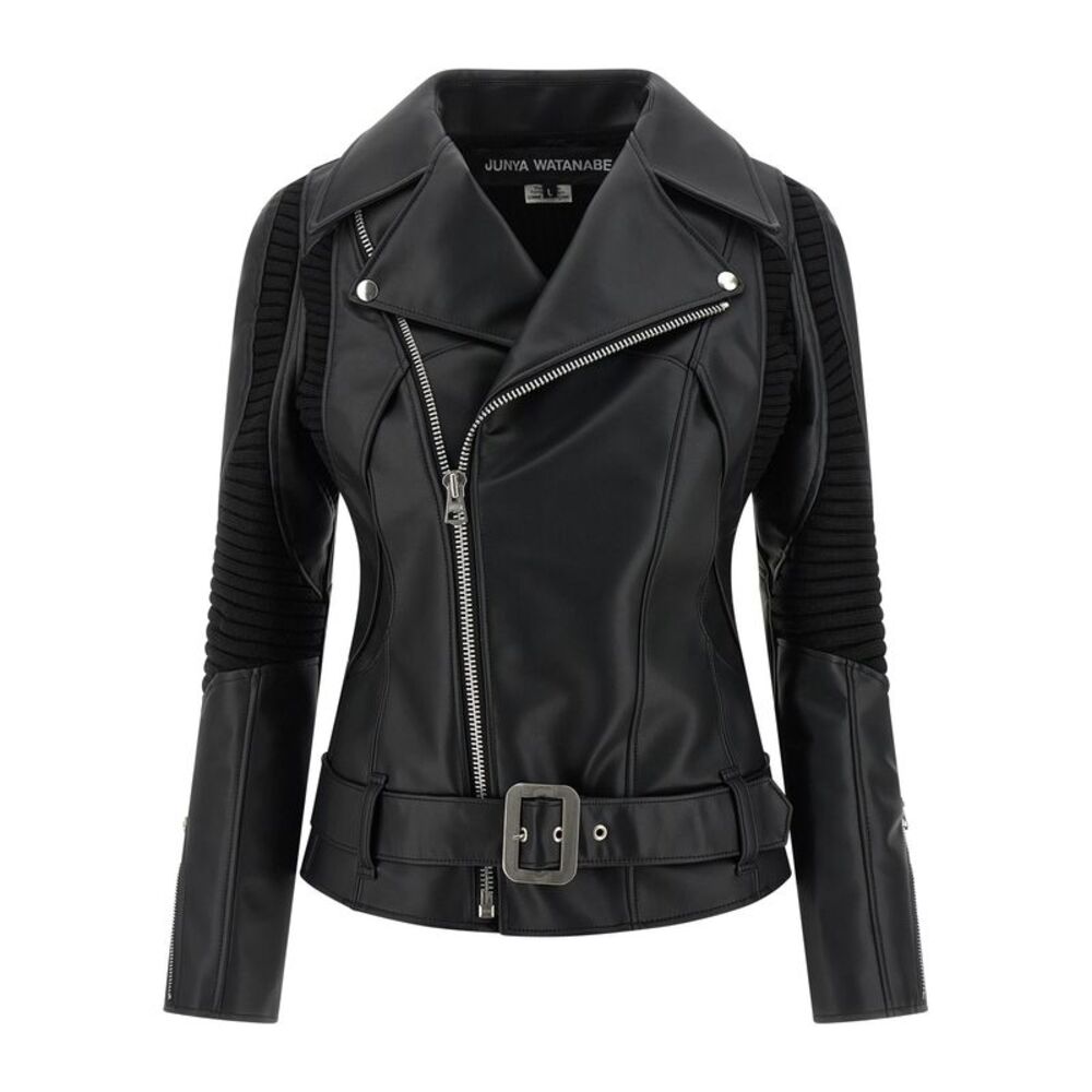 Junya Watanabe Black Artificial Leather Biker Women's Jacket